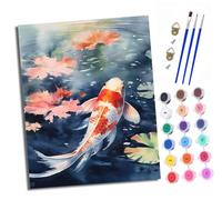 XXHXIE Pintura por Números Moderna DIY Kit de Pintar con Números 40x50cm Koi de hoja de arce Pintura al óleo de Lienzo con Pinceles y Pigmento Acrílico para Adultos Con marco