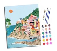 XXHXIE Pintura por Números Moderna DIY Kit de Pintar con Números sin Marco 40x50cm Ciudad turística ribereña Pintura al óleo de Lienzo con Pinceles y Pigmento Acrílico para Adultos