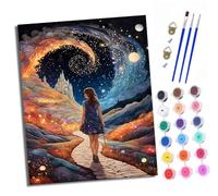 XXHXIE Pintura por Números Moderna DIY Kit de Pintar con Números sin Marco 40x50cm Hacia el Castillo Estelar Pintura al óleo de Lienzo con Pinceles y Pigmento Acrílico para Adultos