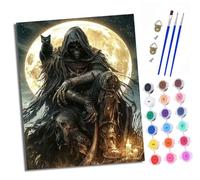 XXHXIE Pintura por Números Moderna DIY Kit de Pintar con Números sin Marco 40x50cm La muerte y el gato negro Pintura al óleo de Lienzo con Pinceles y Pigmento Acrílico para Adultos