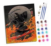 XXHXIE Pintura por Números Moderna DIY Kit de Pintar con Números sin Marco 40x50cm Muerte en patineta Flame Pintura al óleo de Lienzo con Pinceles y Pigmento Acrílico para Adultos