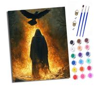 XXHXIE Pintura por Números Moderna DIY Kit de Pintar con Números sin Marco 40x50cm Muerte misteriosa y cuervo Pintura al óleo de Lienzo con Pinceles y Pigmento Acrílico para Adultos