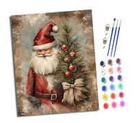XXHXIE Pintura por Números Moderna DIY Kit de Pintar con Números sin Marco 40x50cm Papá Noel con un lazo Pintura al óleo de Lienzo con Pinceles y Pigmento Acrílico para Adultos