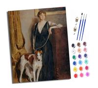 XXHXIE Pintura por Números para Adultos Chica clásica y perro de caza Kit de Pintar por Números DIY con 3 Pinceles y Pinturas Acrílicas Sin Marco 40x50 cm Regalo para Decoración de Pared del Hogar