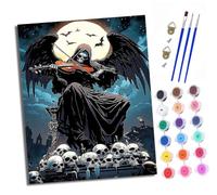XXHXIE Pintura por Números para Adultos La muerte tocando el violín Kit de Pintar por Números DIY con 3 Pinceles y Pinturas Acrílicas Sin Marco 40x50 cm Regalo para Decoración de Pared del Hogar
