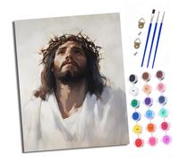 XXHXIE Pintura por Números para Adultos Mirando hacia Jesús Kit de Pintar por Números DIY con 3 Pinceles y Pinturas Acrílicas Sin Marco 40x50 cm Regalo para Decoración de Pared del Hogar