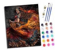 XXHXIE Pintura por Números para Adultos niña india bailando Kit de Pintar por Números DIY con 3 Pinceles y Pinturas Acrílicas Con marco 40x50 cm Regalo para Decoración de Pared del Hogar