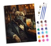 XXHXIE Pintura por números para adultos para principiantes kit Elegante caballero bulldog francés con lienzo sin arrugas pinceles y pintura acrílica al óleo(Con marco)para regalo decoración del hogar