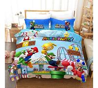 XXIGN Funda Nórdica Cama 105 Super Mario, Mario Bros Juego de Funda Edredón 200x200 de Microfibra Ligera con 2 Funda de Almohada 50x75, Fundas Edredón Nórdico Ropa de Cama para Adolescentes