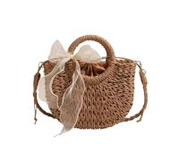 XXIKAXKDO Bolsos de ratán. Bolso de Playa Paja | Caqui 16x7x19cm for la Playa: Bandolera