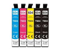 XXINGYULI Cartucho de Tinta Compatible 604XL para impresoras T604 T604 XL con Chip para impresoras XP2200 XP2205 XP3200 XP3205 XP4200 XP4205 WF2910 WF2930 WF2950(5pcs-1set-1black)