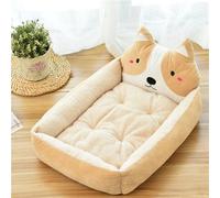 XXIUDEE Cama ortopédica para perros, tamaño mediano, lavable, calmante y antiansiedad, colchón rectangular para jaula de perro y almohadilla con cojín extraíble lavable (80 x 60 x 15 cm, caqui)