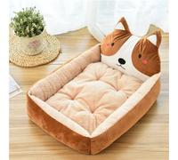 XXIUDEE Cama ortopédica para perros, tamaño mediano, lavable, calmante y antiansiedad, colchón rectangular para jaula de perro y almohadilla con cojín extraíble lavable (60 x 50 x 14 cm, café)