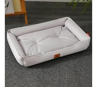 XXIUDEE Camas grandes y lavables para mascotas, colchón ortopédico impermeable para mascotas, cómodo cojín antiansiedad para sofá mediano para perros y gatos (64 x 46 x 12 cm, gris claro)