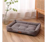 XXIUDEE Camas grandes y lavables para mascotas, colchón ortopédico impermeable para mascotas, cómodo cojín antiansiedad para sofá mediano para perros y gatos (84 x 56 x 14 cm, gris)
