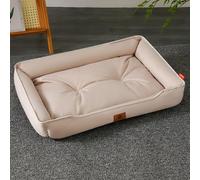 XXIUDEE Camas grandes y lavables para mascotas, colchón ortopédico impermeable para mascotas, cómodo cojín antiansiedad para sofá mediano para perros y gatos (64 x 46 x 12 cm, caqui)