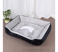 XXIUDEE Camas ortopédicas grandes para perros, lavables, antiansiedad, rectangulares, para mascotas, colchón pequeño, mediano y grande con parte inferior antideslizante (negro, 50 x 40 x 15 cm)