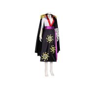 (XXL)Black Pirate Robe With Skull Pattern And Epaulettes One Piece Boa Hancock Cosplay Dress