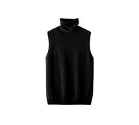 (XXL,black)Women Autumn Winter Sleeveless Turtleneck Pullover Vest 100% Merino Wool Sweater Basic Soft Knitted Waistcoat Korean Style Top