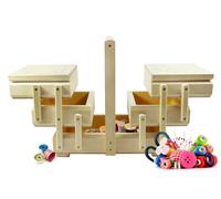 XXL Hecho a Mano Caja de Costura Natural Grande Tallado Kit Cesta