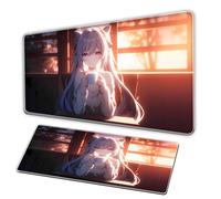 XXL large Tappetitini mouse, carved clear girl animation keyboard pad, anime mousepad XXL rubber anti-skid base smooth surface - suitable for home office mousepad cat ear carved clear girl (80×40c'm)