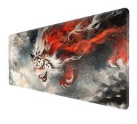 XXL mouse pad, ink tiger game keyboard pad, game mousepad XXL (90x40x3cm) rubber anti slip base - smooth surface - office mousepad - anime gamelargepad