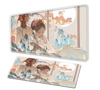 XXL MousePad Folding Support Flower Full Dress Girl Office Desk Pad PC Keyboard Desk Pad Anti Slip Rubber Base Home Office DeskPad Game Keyboard Pad (27.5×11.8in)
