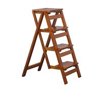 XXLNBJKA Escaleras de Tijera de 4 peldaños, Taburete Plegable de Madera Maciza con Pedal Ancho de Madera, escaleras de Tijera de Madera Ligeras, Estante para el hogar y la Cocina, Taburete portátil
