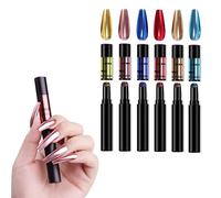 XXLZ Galaxy Chrome Nail Powder Pen, Chrome Nail Powder Pen, Powder Air Cushion Nail Art Magic Pen, Magic Mirror Nail Powder Cushion Pen, Holographic Nail Powder Pen, Mirror effect (6PCS)