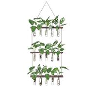 XXXFLOWER Estación de propagación para colgar en la pared con soporte de madera de 3 niveles, 15 tubos de ensayo, jarrón de flores, estaciones de maceta de vidrio para decoración del hogar y la