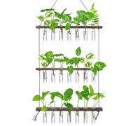XXXFLOWER Estación de propagación para colgar en la pared con soporte de madera de 3 niveles, 21 tubos de ensayo, soporte para plantas hidropónicas, terrario, regalo para amantes de las plantas,