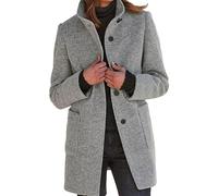 xxxiticat Abrigo de mujer de mezcla de lana, de una sola fila, con cuello alto cálido, blazer largo, abrigo de lana con bolsillos, S-3XL, gris, M