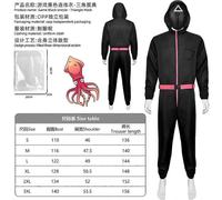 (XXXL Adult,Game Black Jumpsuit + Triangle Mask)Kid Adult Squid Red Jumpsuit Villain Uniform Mask Halloween Cosplay Costume Game