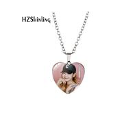 (XXXL214) Elegante collar con colgante de corazón "Locos por el amor", nuevo álbum de Itzy, con cadena clásica