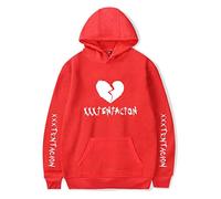 Xxxtentacion Sudadera con capucha para hombre, manga larga, estilo básico, sudadera con capucha, unisex, deportiva, informal, sudadera con capucha, rojo-3, S