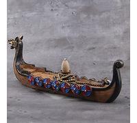 XXXXW Quemador de Incienso Cascada Incienso Quemador de cerámica Incienso de cerámica Viking Dragon Boat, con 10cones Té Oficina Hogar (Color : Boat 10pcs Incense)