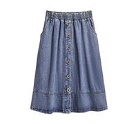 XXYT 4XL 5XL 6XL 65-150KG Large Size Midi Denim Skirt Women Streetwear Casual Elastic High Waist A-Line Jeans Skirt Casual,Azul,5XL