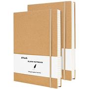 XYark Cuaderno grande B5 en blanco, cuaderno de bocetos de tapa dura de papel kraft liso con papel sin rayas, paquete de 2, 120 g/m², 102 hojas, 7.6 x 10 pulgadas, juego de diario de viaje
