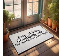 XYBH Accesorios de garaje para cueva de hombre, con texto en inglés «Keep Shining Beautiful», felpudo para porche, decoración de sala de juegos (65 x 90 cm)