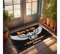 XYBH Accesorios de garaje para hombre cueva personalizada: Born To Ride, Build & Repair Felpudo decoración de porche muebles de sala de juegos (65 x 90 cm)
