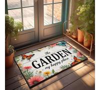 XYBH Accesorios de garaje para hombre, cueva The Garden: My Happy Place, felpudo para decoración de porche o sala de juegos (65 x 90 cm)