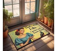 XYBH Alfombra de exterior para puerta delantera, una mujer alimentando pájaros con el texto That'S What I Do. I Garden And Know Things. Felpudo para entrada interior de verano (50 x 80 cm)