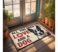 XYBH Alfombra de otoño para puerta delantera, amor, perro, felicidad, compañerismo, felpudo divertido para decoración de patio, decoración de escritorio para hombres (65 x 90 cm)