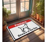 XYBH Alfombra de otoño para puerta delantera, diseño de perro con texto en inglés "Beware Of The Dog" (65 x 90 cm)