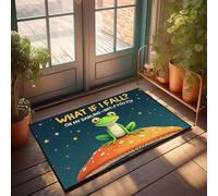 XYBH Alfombra de otoño para puerta delantera, una rana se sienta en un hongo bajo un cielo estrellado, felpudo divertido para otoño (50 x 80 cm)