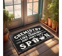 XYBH Alfombra retro con texto en inglés "Chemistry Is Like Cooking, Just Don'T Spin", para adolescentes y hombres, decoración de cabaña (50 x 80 cm)