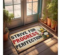 XYBH Alfombra retro con texto en inglés "Strive For Progress, Not Perfection", para adolescentes y hombres, decoración de cabaña (65 x 90 cm)