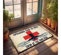XYBH Alfombra retro salvavidas pagada en cerveza. Nada bajo tu propio riesgo. Felpudo para adolescentes y hombres, decoración de cabaña (65 x 90 cm)