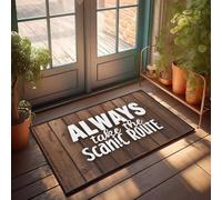 XYBH Alfombra rústica de cocina con texto en inglés "Always Take The Scenic Route". Felpudo de bienvenida para decoración de piscina (50 x 80 cm)