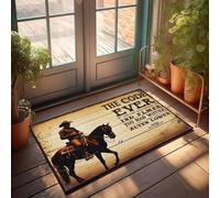 XYBH Alfombras de baño rústicas con texto en inglés "A Cowboy Rides His Horse Under A Sign Reading The Code Ever", decoración para habitación y sala de juegos (40 x 60 cm)
